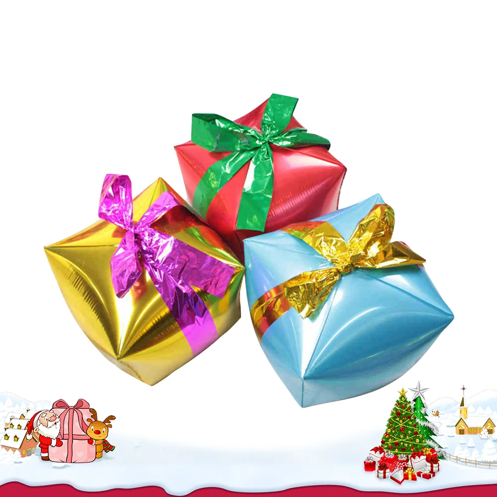 

Balloonsbox Gift New Year Cube Christmas Party Air Square Shape Background Balloon Aluminum