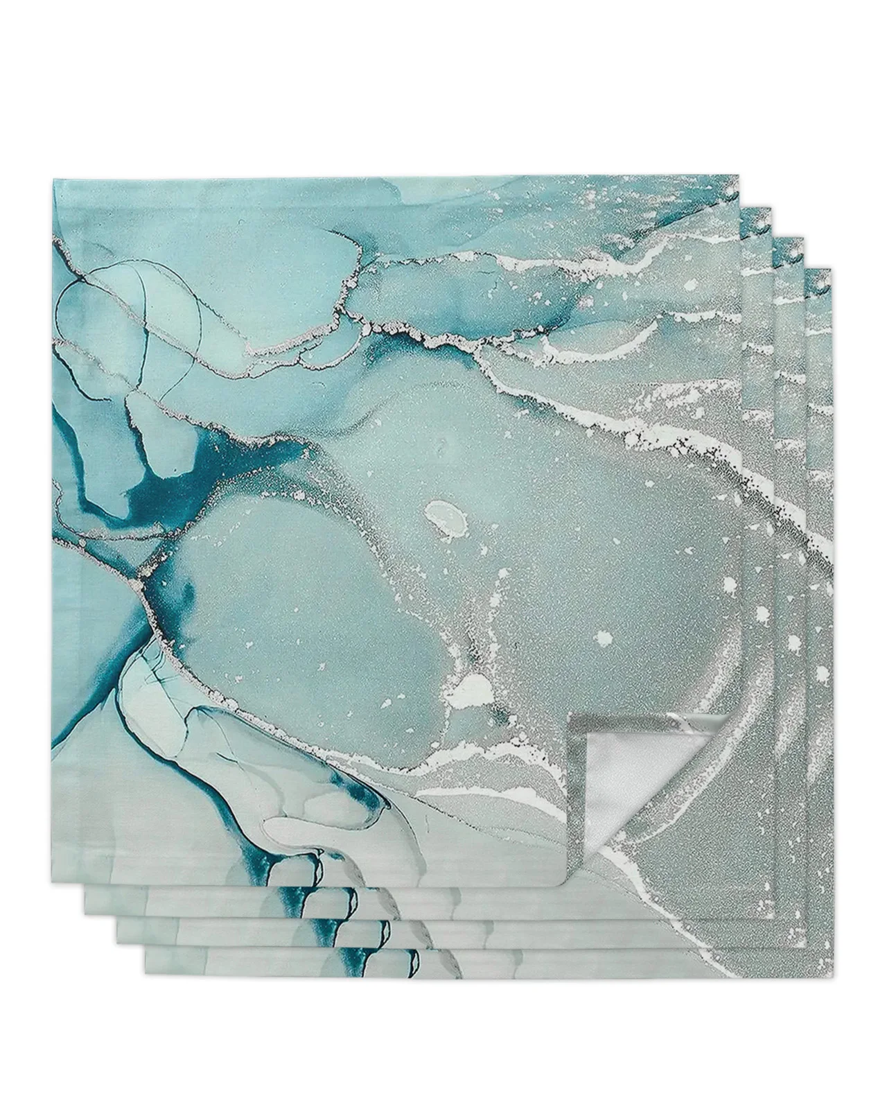 

4pcs Marble Green Square Napkins 50x50cm Table Napkin Party Wedding Decoration Table Cloth Kitchen Dinner Serving Napkins