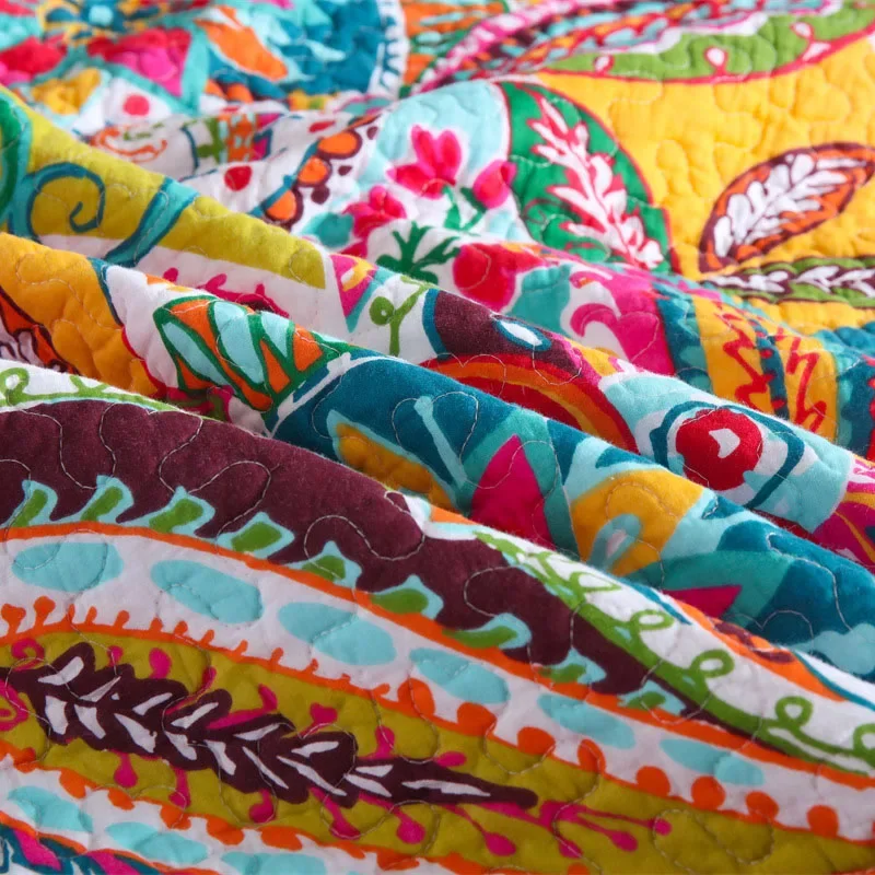 Хлопковое покрывало на кровать из 3 предметов евро двуспальные покрывала и