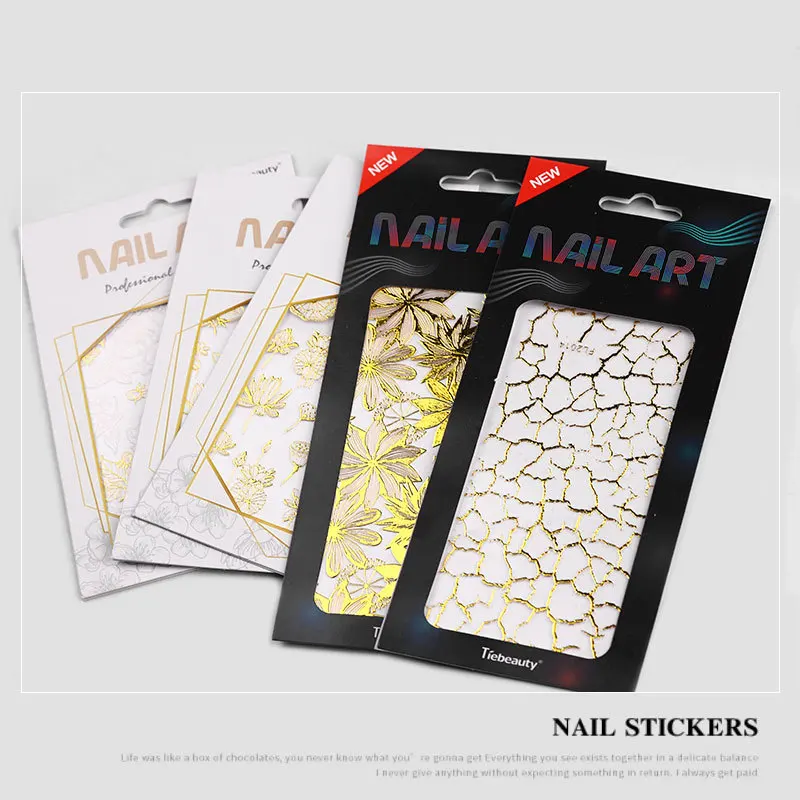 Bronzing 3D nail art decal wave line design glue metal sticker nail art decal nail art decoration wholesale