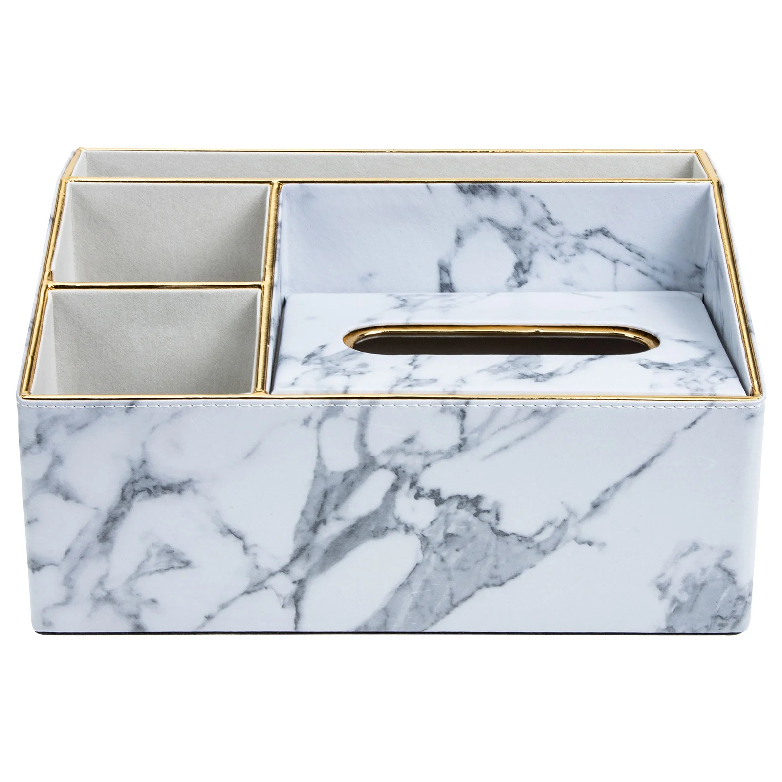 

PU Leather Remote-Control Holder Desktop Tissue Box Multi-purpose Box Storage Case