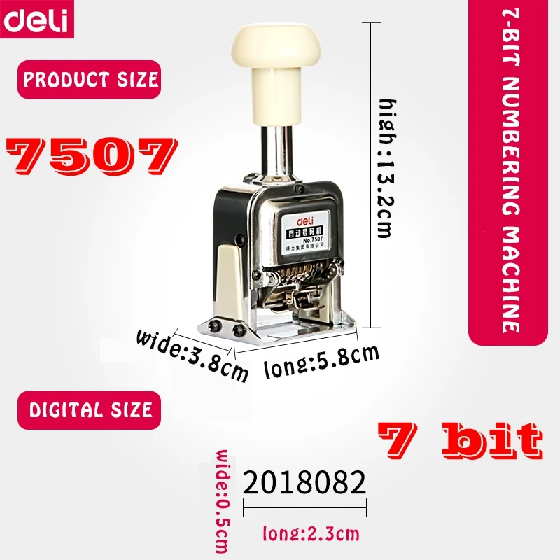 Deli 7506-7515 сверхмощная Автоматическая нумерационная машина, 3-15 бит/колесо дата-страница бизнес-штамп для банка финансов
