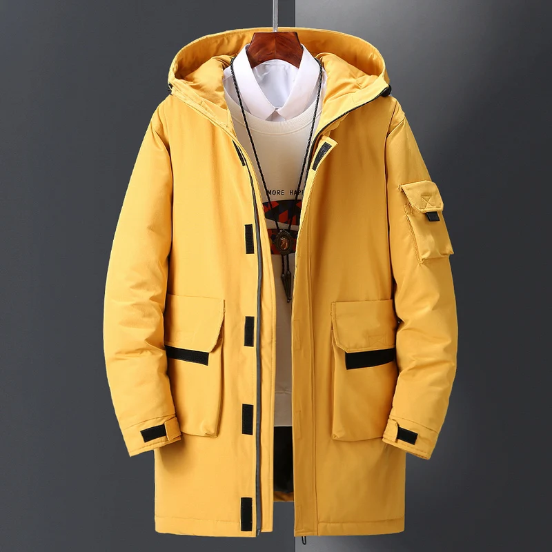 2022 new men's mid-length down jacket men's winter wear middle-aged and elderly jacket men's thickened white duck down