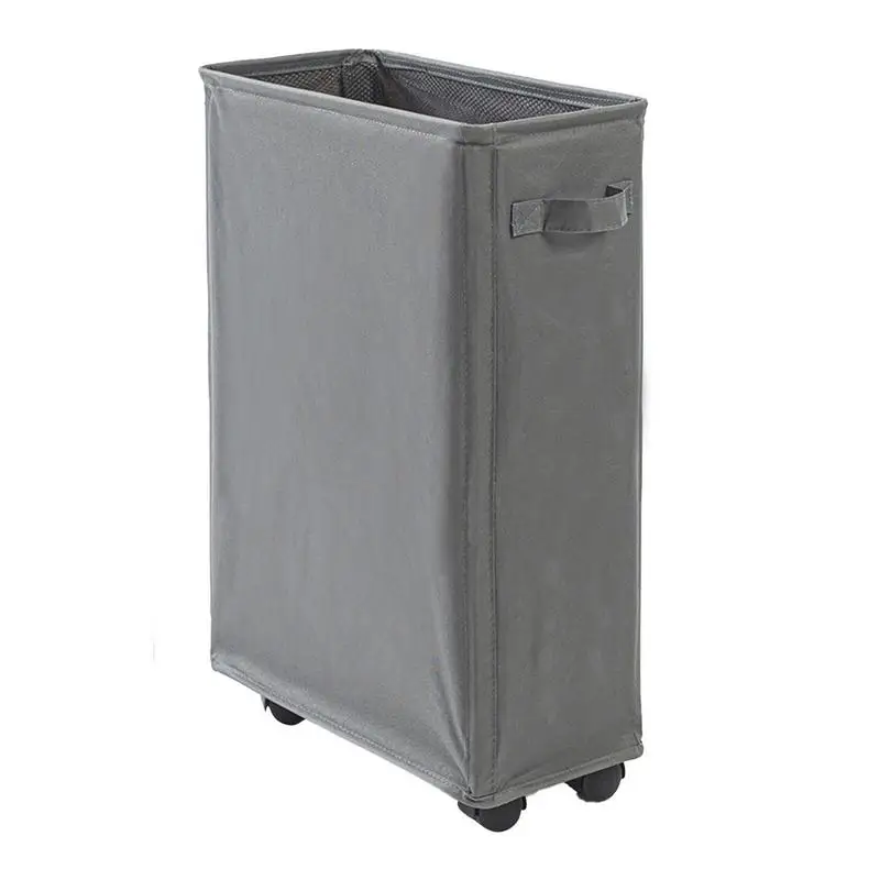 

Rolling Laundry Basket Large Slim Folding Hamper On Wheels 50L Dirty Clothes Storage Bin Freestanding Tall Foldable Washing Bin