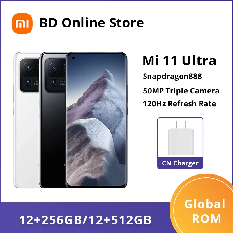 Global Rom Xiaomi Mi 11 Ultra Smartphone 12GB 256GB/512GB Snapdragon 888 Octa Core 50MP Camera 120Hz 2K AMOLED 5000mAh