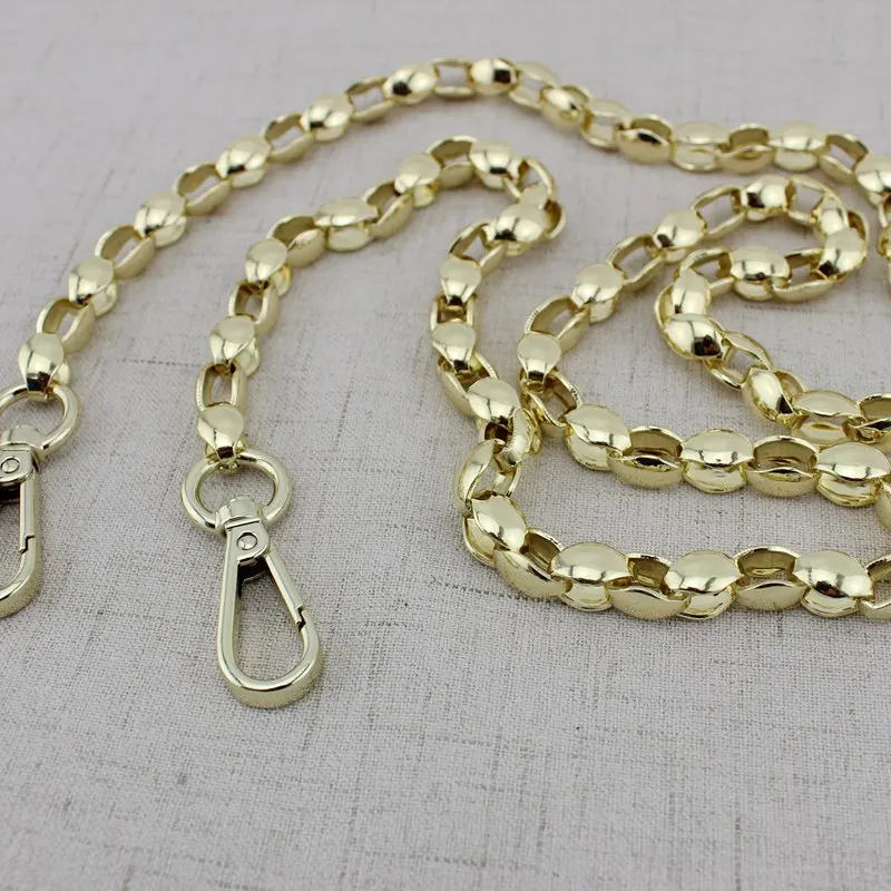 Fashion 60CM 100CM 120CM 9mm Wide Light Gold Chain Bags Purses Strap Accessory Factory Quality Plating Cover Wholesale
