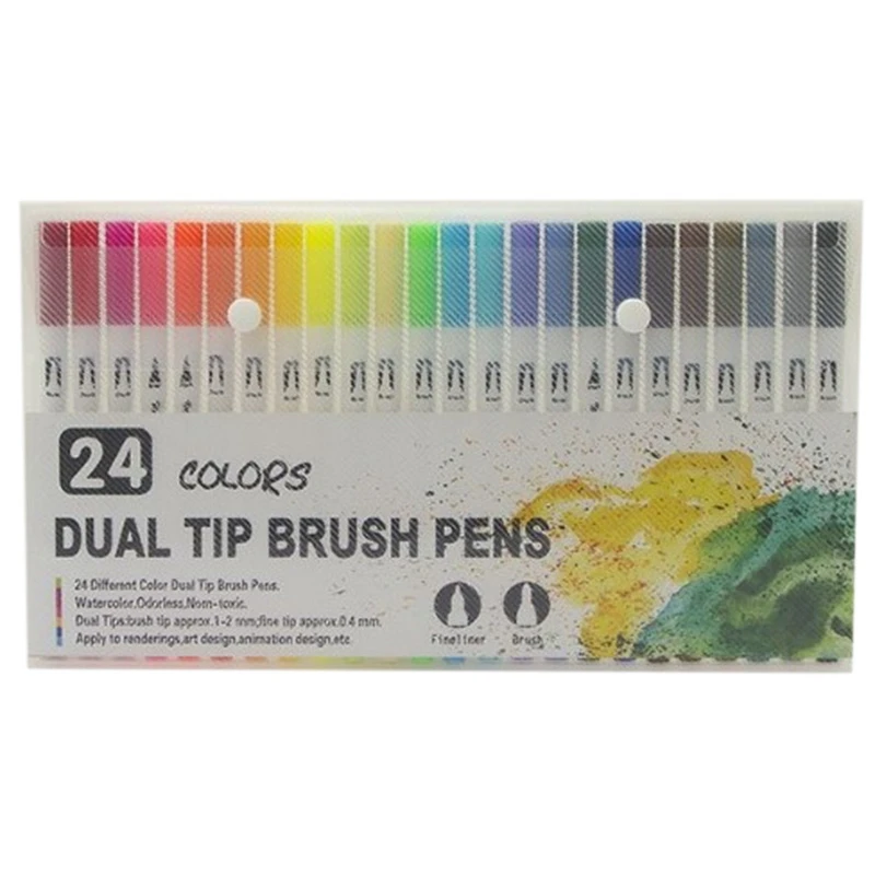

Тонкий двусторонний фломастер для рисования, ручка с войлочным наконечником, акварельный маркер для рисования, школьные принадлежности, 24 цвета