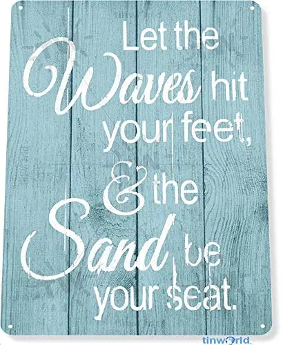 

Tin Sign New Aluminum Waves Feet Sand Seat Cabin Cottage Beach House Rustic D&Eacute Aluminum Metal Sign