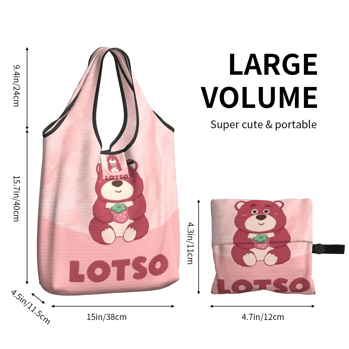 Персонализированная Сумка-тоут с милым рисунком Lotso Huggin Bear из аниме шоппинг