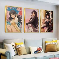 sakurajima mai movie posters retro kraft paper sticker diy room bar cafe room wall decor
