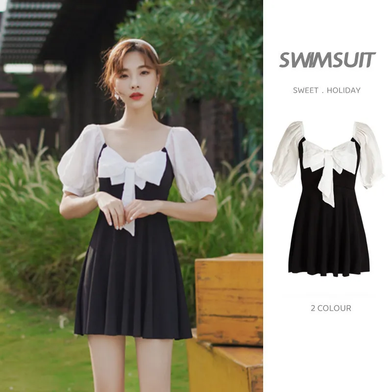 Цельный купальник в Корейском стиле консервативная юбка для прикрытия живота и