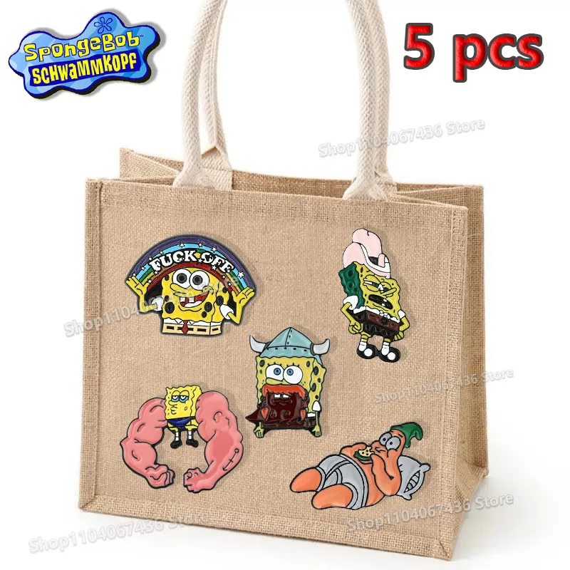 Kawaii Губка-bob эмалированная булавка мультфильм милая аниме металлическая брошь