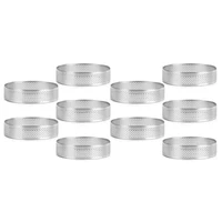10stainless steel perforated tart ring 5cm perforated cake mousse ring diy round tart rings for baking dessert ring