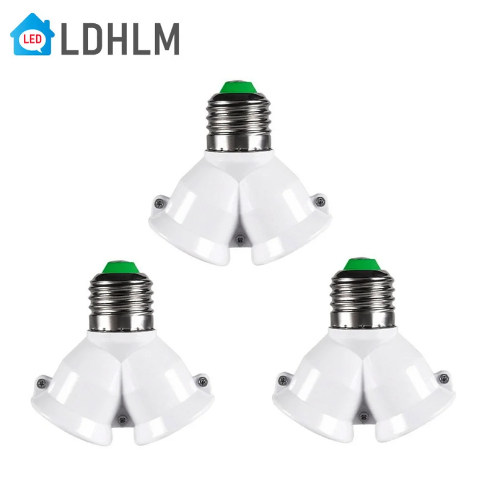 

3Pcs E27 to 2 E27 lamp Holder Converter Socket Conversion light Bulb Base type 2E27 Y Shape Splitter Adapter FireproofMaterial