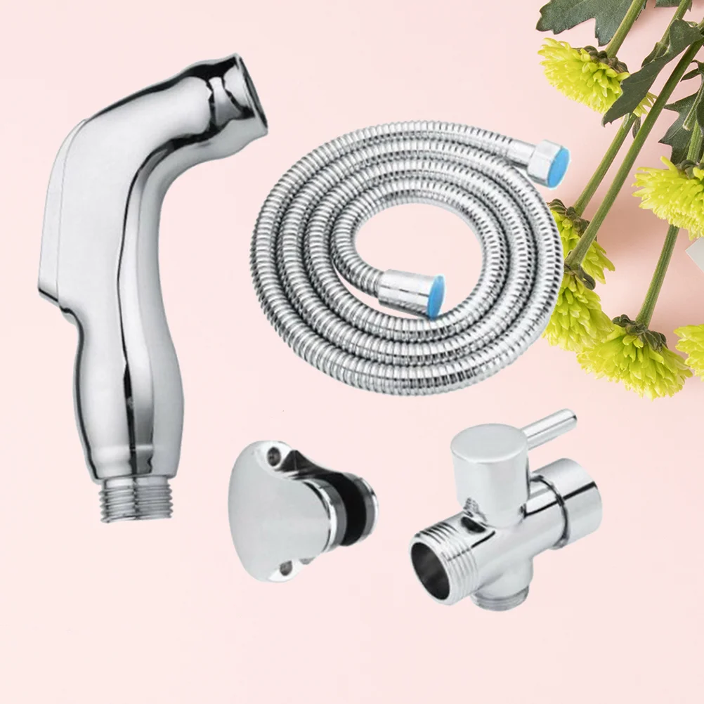 

1 Set ABS Toilet Seat Toilet Shower Blow-Fed Spray Nozzle Bidet Versatile Hose Holder Suit Sprayer (Spray 3pcs/set and 6