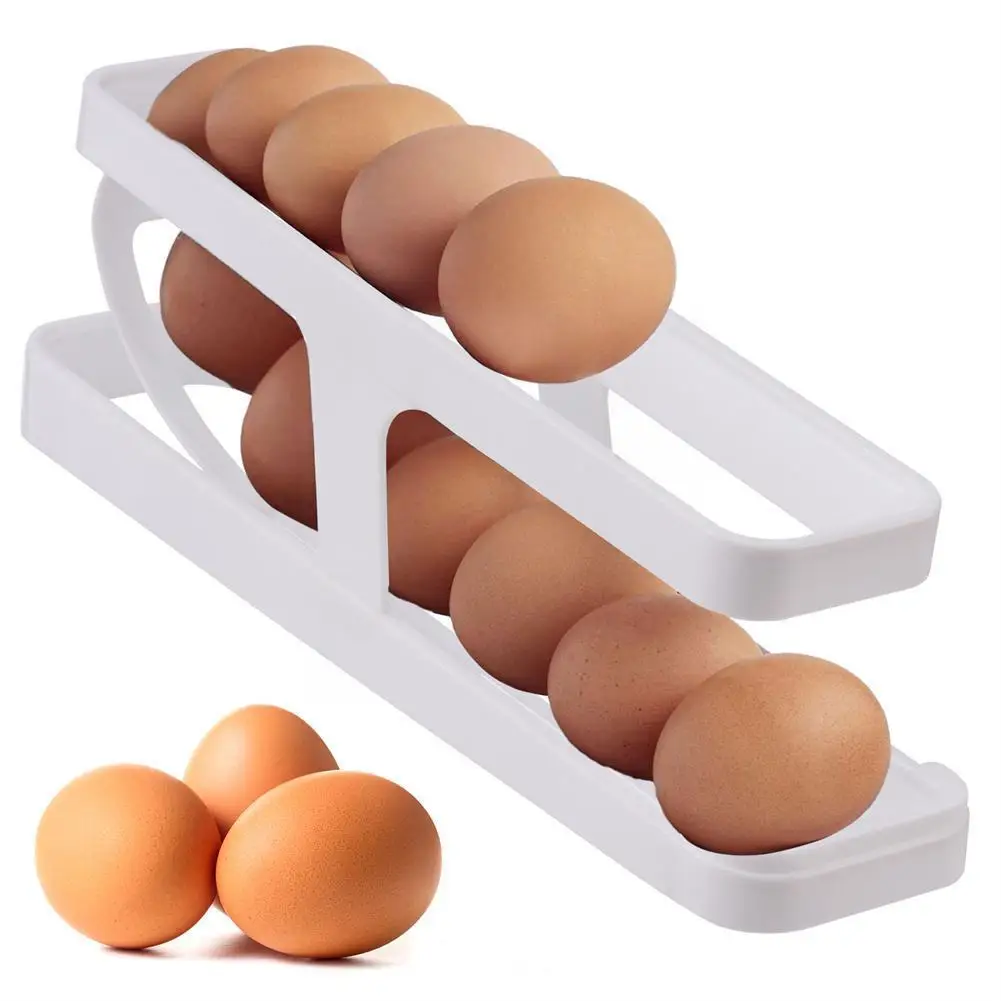 

Automatic Scrolling Egg Rack Holder Storage Box Egg Basket Container Organizer Refrigerator Egg Dispenser For Kitchen G9t2