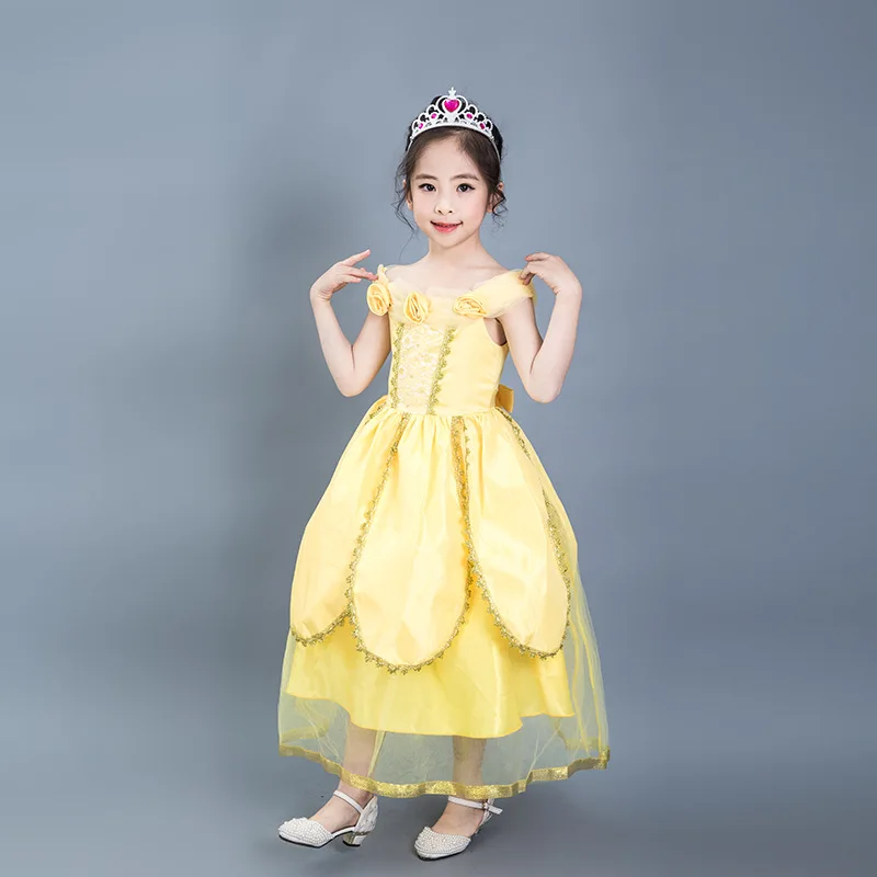 

Disney Princess Belle Dress for Girl Kids Floral Ball Gown Child Cosplay Bella Beauty and The Beast Costume Fancy Party