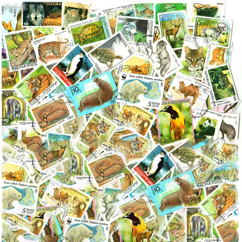 

Wild Animals 50 100 Pcs/lot Topic Stamps World Original Postage Stamp with Postmark Good Condition Collection No Repeat