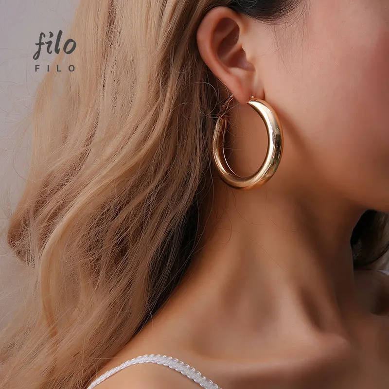 

Stainless steel hoop earrings for women mirror metal Round C Dangle earrings 2022 trend Jewelry usual Accessories gift for her