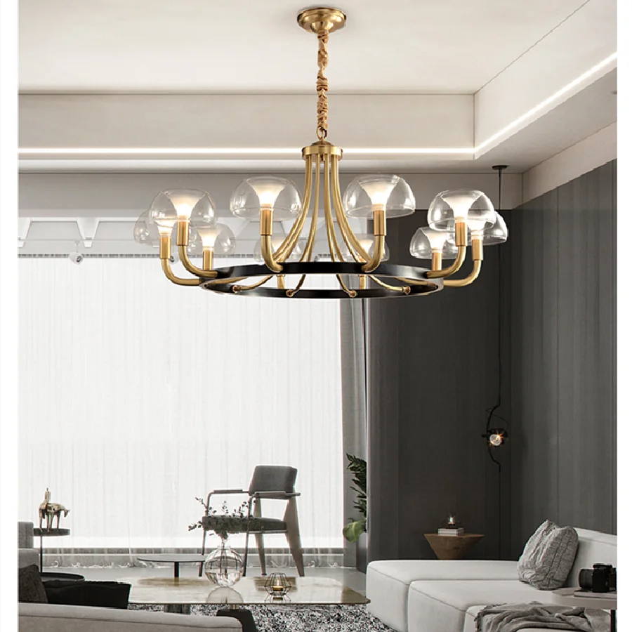 

Modern Luxury Copper Chandelier Creative Gold Light For Living Hall Dining Room American Hang Light Kitchen Island Pendant Light