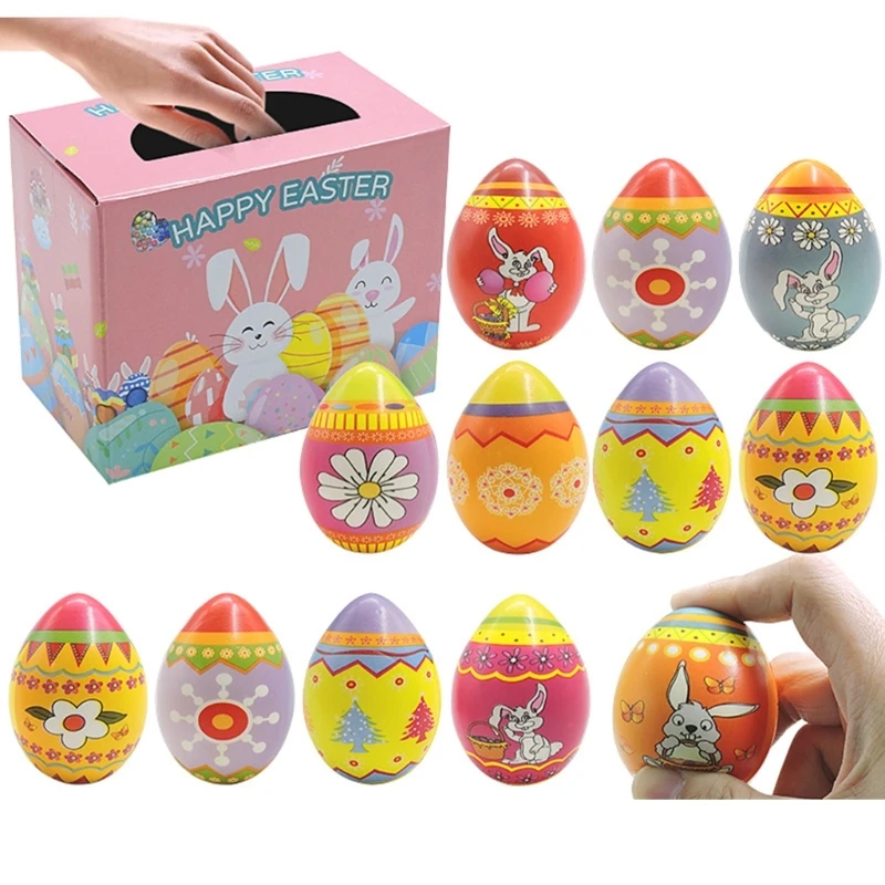 

12 Easter Egg 4.5x5.5cm Colorful Egg for Easter Theme Party Favor, Easter Egg Hunt, Basket Filler, Classroom Prize
