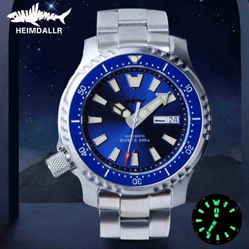 

Мужские часы HEIMDALLR для дайвинга C3, светящиеся часы со стальным сапфиром 316L, Водонепроницаемость 200 м, японские автоматические механические ч...