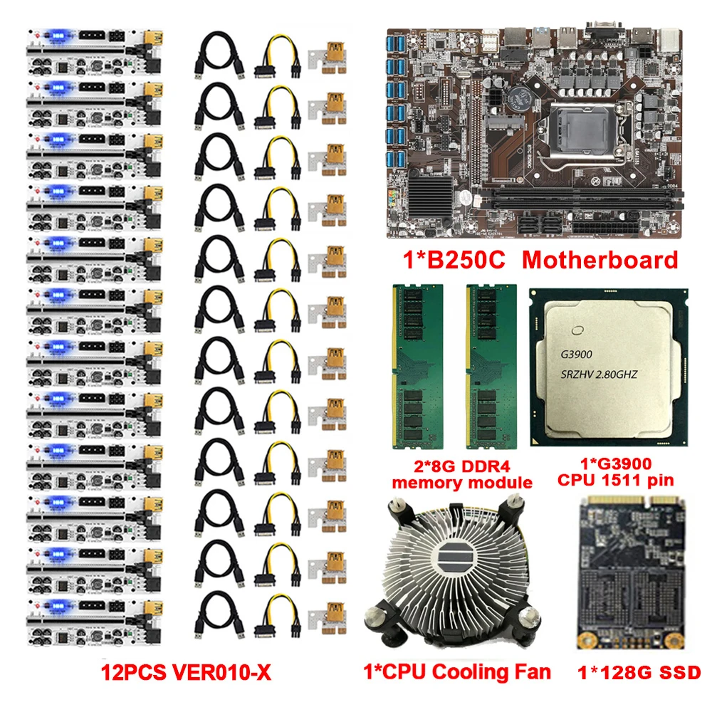 материнская плата B250C для майнинга BTC 12 * PCIE в разъем графической карты USB3.0 LGA1151