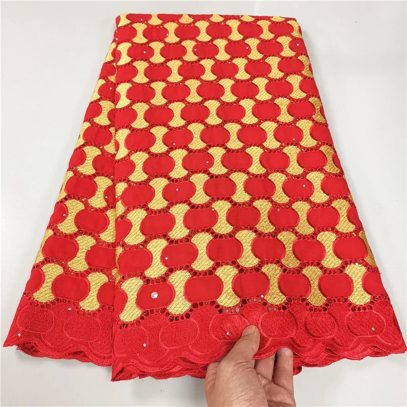 

5 Yard Swiss Fabric 2022 Latest Heavy Beaded Embroidery African 100% Cotton Voile Lace Popular Dubai Style For Wedding Party