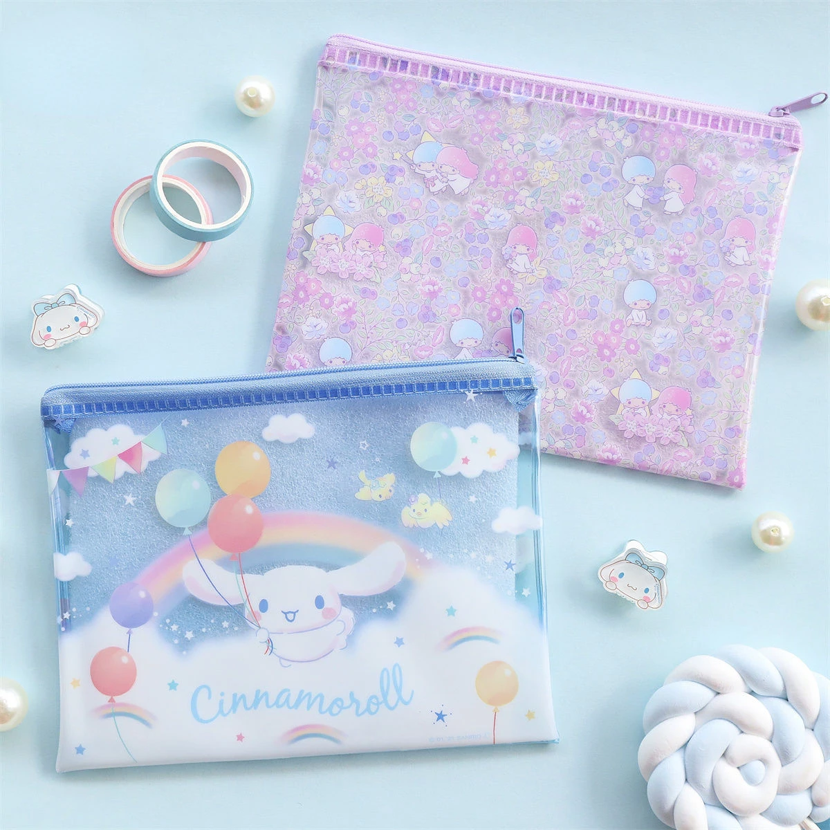 

Cartoon Sanrio Cinnamoroll Babycinnamoroll Cosmetic Bag Cute Transparent Buggy Bag Stationery Notes Organizing Bag