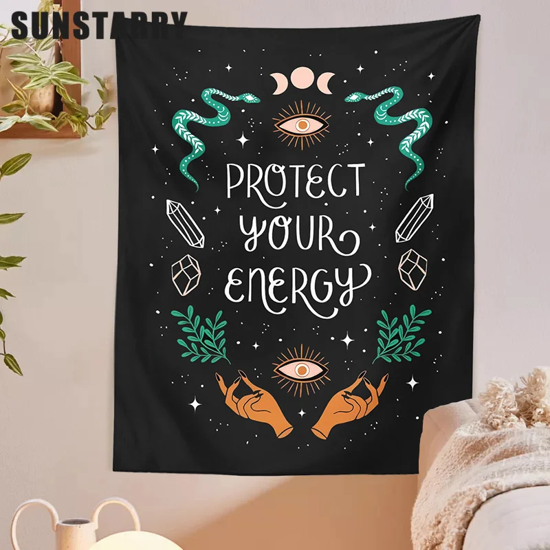 

Snake Moon Shape Tapestry Wall Hanging Black Abstract Art Tapestries For Living Room Bedroom Wall Decor Wall Cloth Print Table