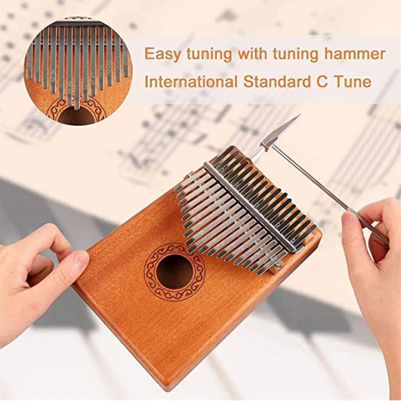 17 Tones Thumb Piano with Sculpted Note Solid Wood Veneer African Mbira Sanza Instrumento High Quality Handguard Wood Kalimba
