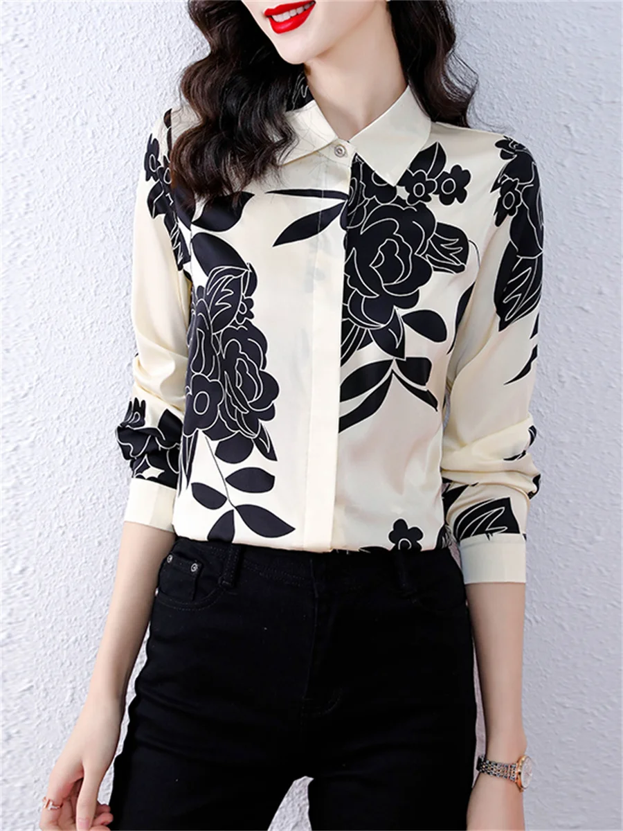 

Woman Spring Autumn Style Blouses Shirts lady Casual Long Sleeve Turn-down Collar Floral Printed Blusas Tops ZZ1275