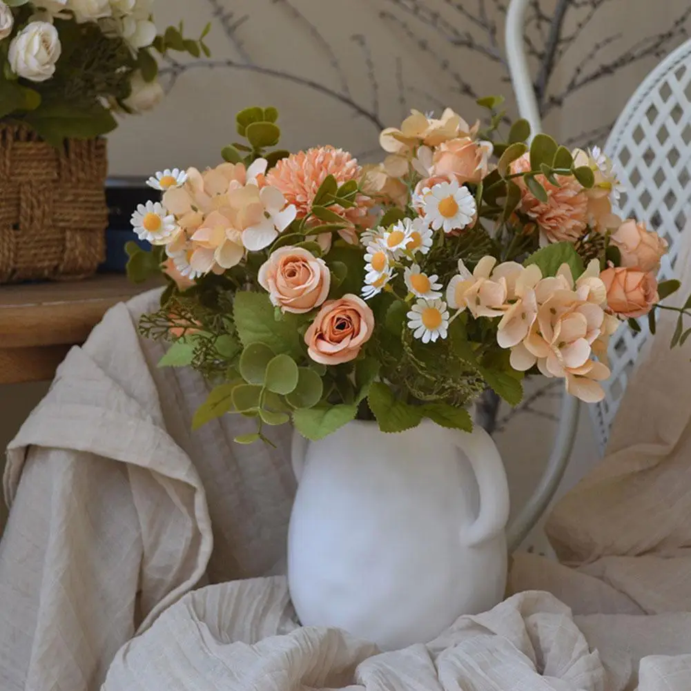 

7 Fork Fall Artificial Silk Flowers For Wedding Rose Artificial Flower Bunch Bouquet For Vase Home Office Centerpiece Decor F0K5