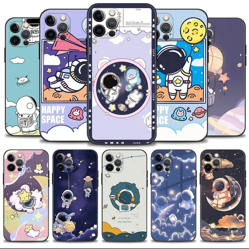 

Cartoon Astronaut Planet Star Moon Bright Case For Apple iPhone 14 13 12 11 Pro Max 13 12 Mini XS Max XR X 7 8 6 6S Plus Shell