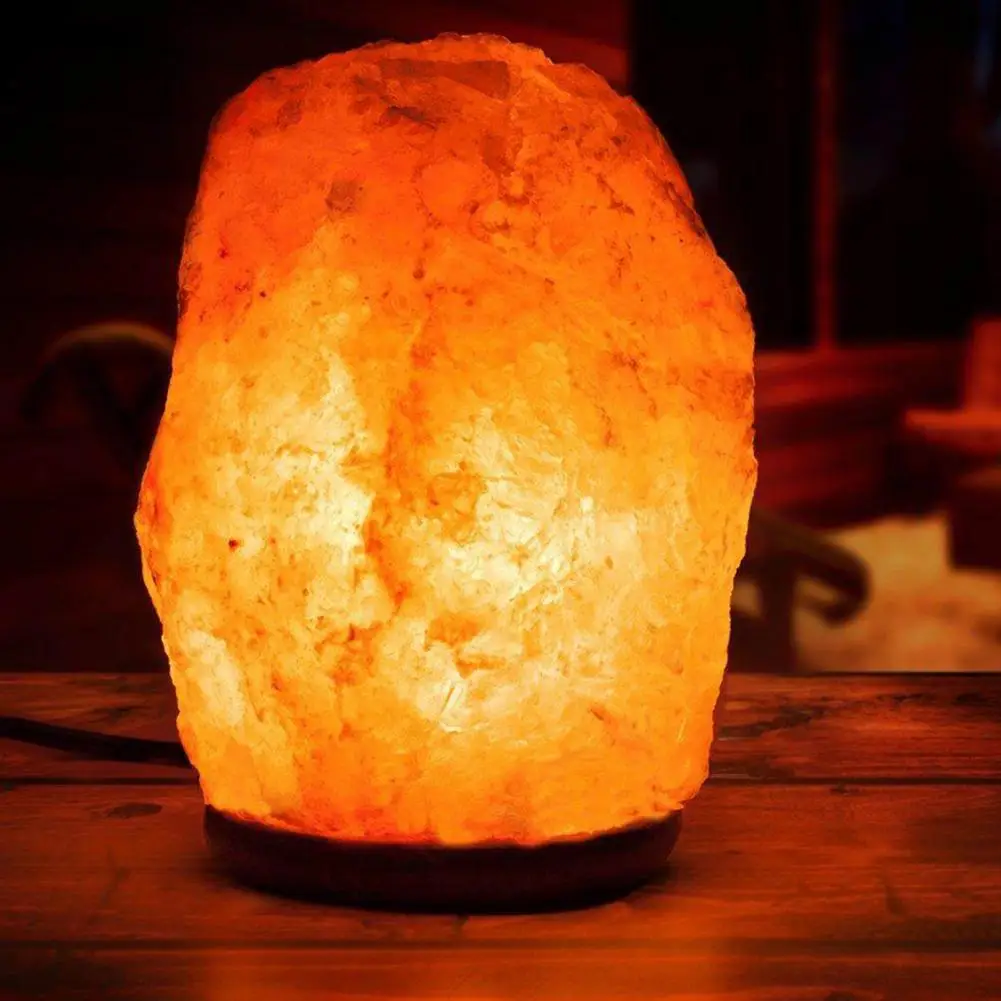 

1 Set Night Light Eco-friendly Salt Lamp Decorative Attractive LED Lamp Natural Salt Lamp with Wooden Base LED Bulb Kit for Home