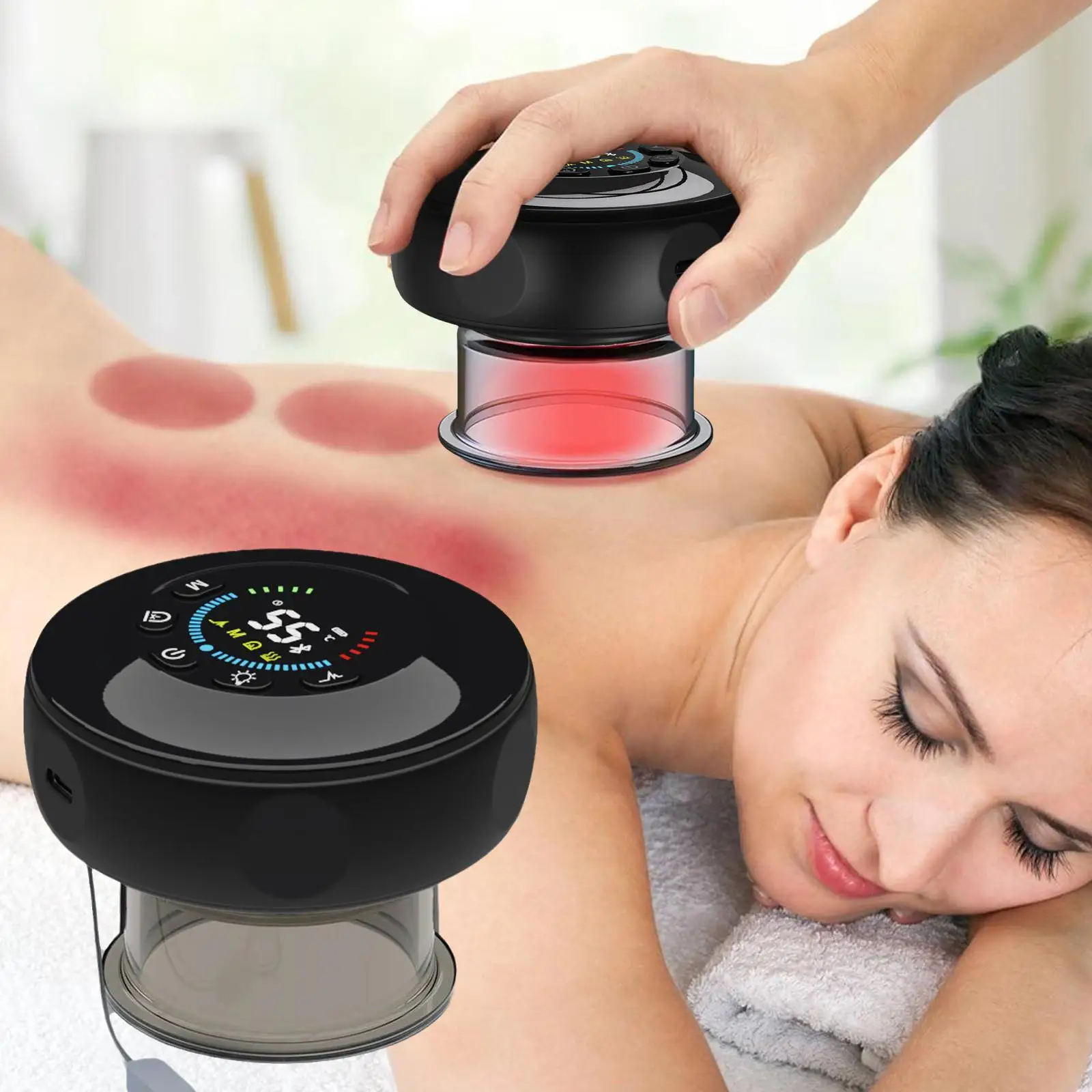 

Electric Cupping Massage Vacuum Negative Pressure Massager Cellulite Massager Red Light Therapy Fat Burning Massager for Body