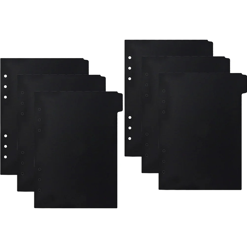 

6 Pcs A5 Notebook Notepad Markers Black Hand Account Dividers Pp Tabs Loose-leaf Page Classification Plastic