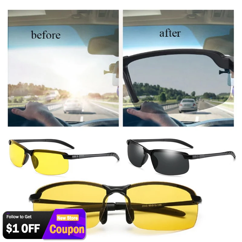 

Photochromic Sunglasses Men Polarized Driving Chameleon Glasses Male Change Color Sun Glasses Day Night Vision Driver's Eyewear