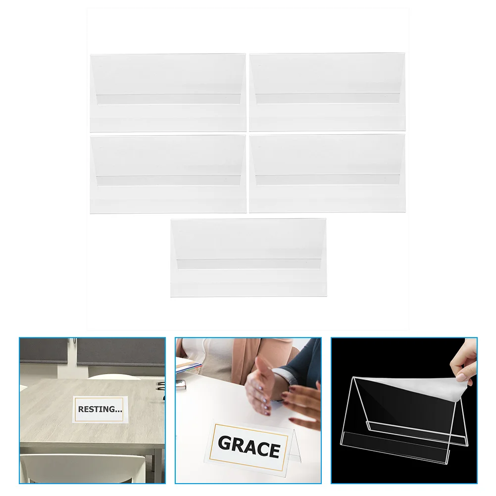

5Pcs Name Plates Desk Table Home Acrylic Sign Stand Desk Name Plate for Competition Centerpiece Conference