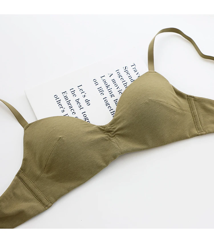 Cotton active bra top skin-friendly brassie seamless small chest gather underwear no steel ring adjustable bralette for women