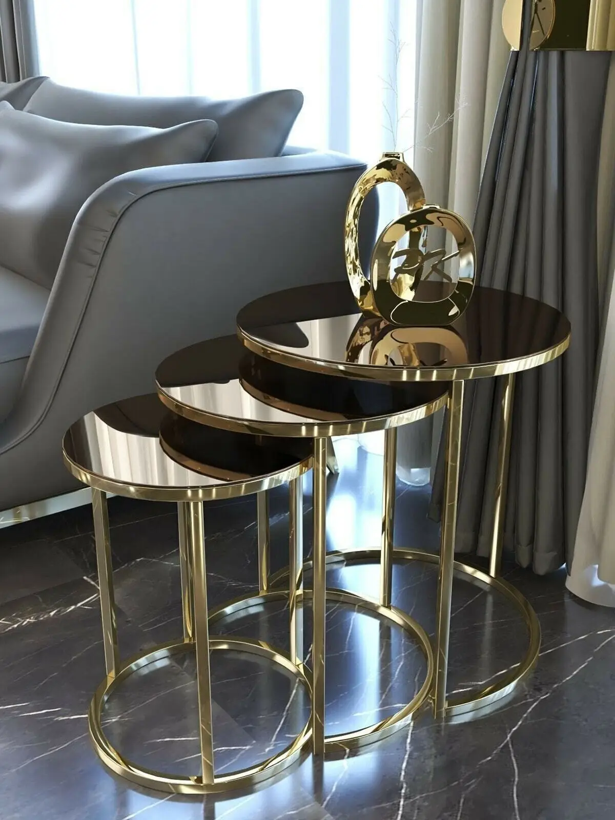 

Mirror Gold Metal Zigon Coffee Table Set 3 Pcs Dining Office Living Room Kitchen Home Furniture Coffee Table Decor Accessories Bar from turkey