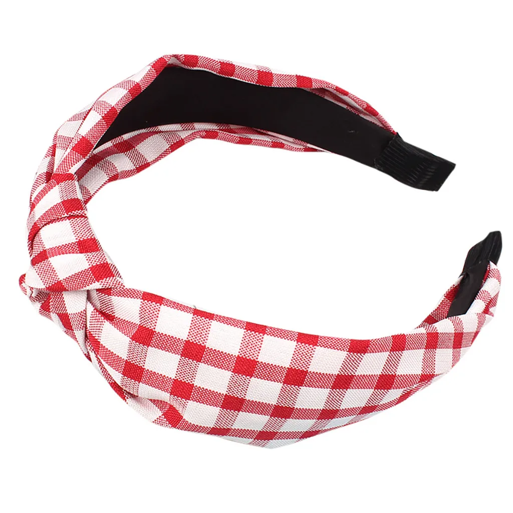 

Женская повязка на голову с клетчатым принтом, бархатный бант в клетку, широкий обруч для волос, Пляжная уличная одежда для девушек