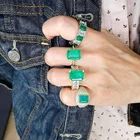 2022 изысканные роскошные геометрические зеленые циркониевые кольца для женщин, модные креативные свадебные украшения из белого золота для невесты, подарки