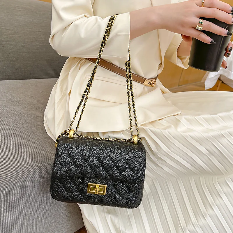 

Caviar Golden Ball Chain Bag Women's 2022 New This Year's Popular Bags Women's Fashion Small Square Bag Lingge Messenger Bag