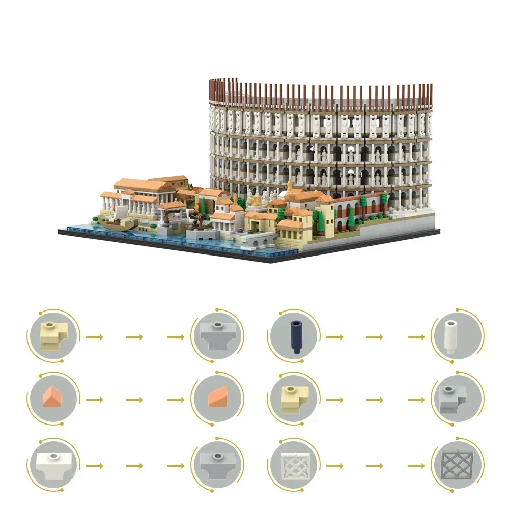 Gobricks MOC римский Колизей Музей Лувр Микромодель Мировая архитектура Архитектура