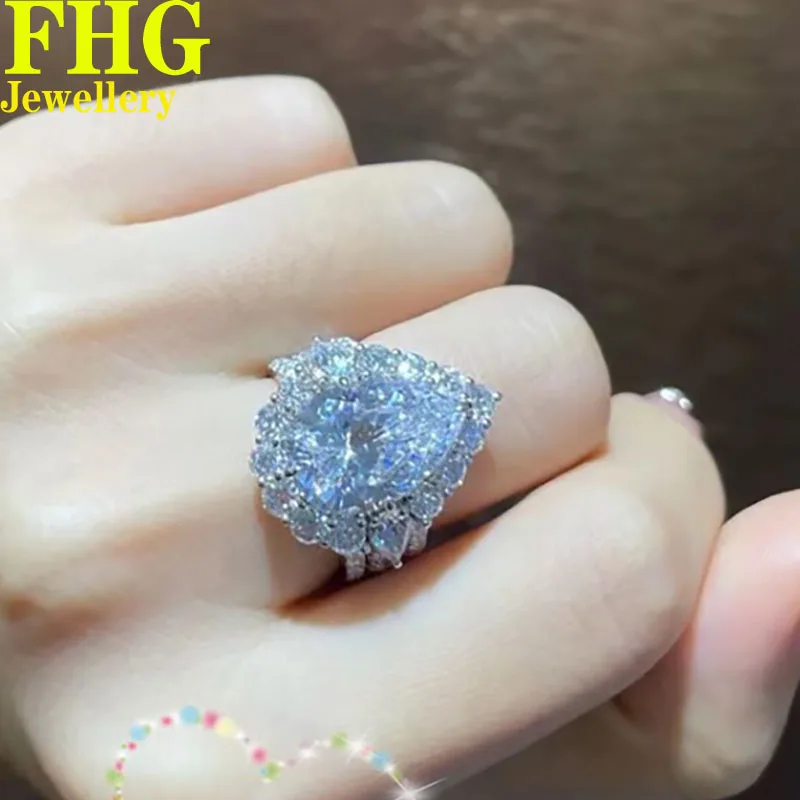 Кольцо из Белого Золота Au750 18 К в форме груши 1 2 3 4 5 карат