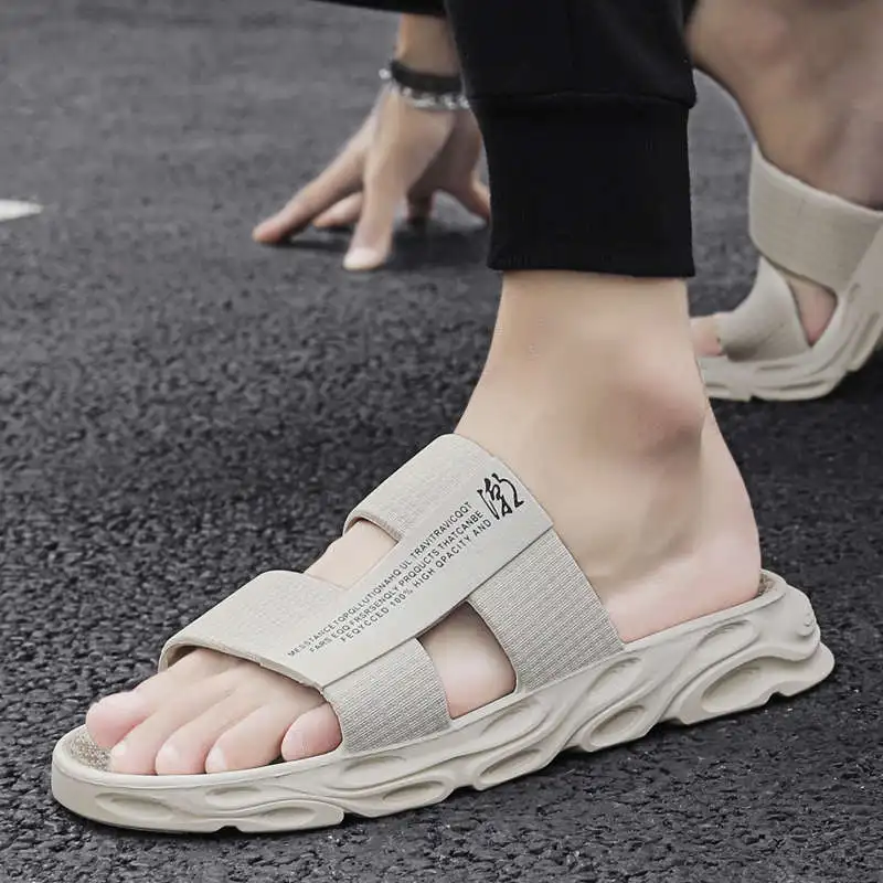 

Foot Massage Slippers Number 12 Rubber Flip-Flops Shock Absorbing Shoe For Men Thick Bottomed Chunky Sandals Teni Tennis Khaki