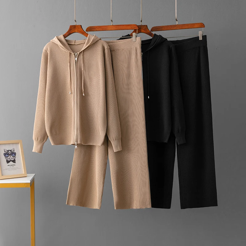 Женский Комплект Спортивной Одежды Trikotaj С Кардиганом Капюшоном И Широкими