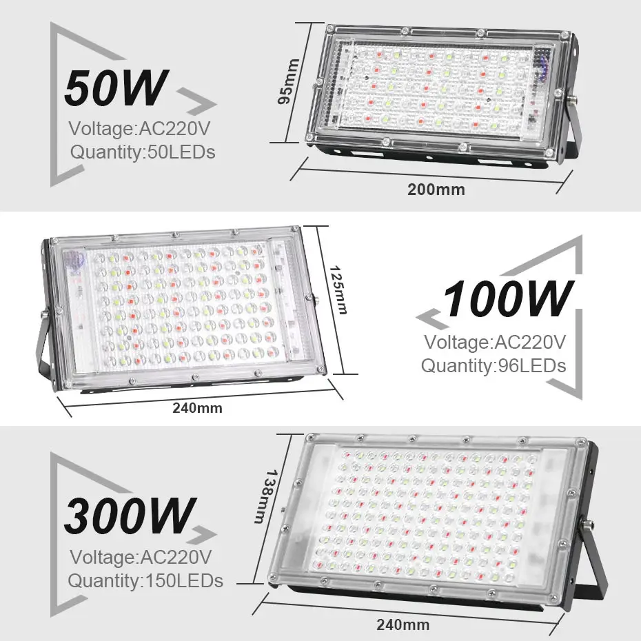 RGB Светодиодный прожектор 220 В уличный 50 Вт 100 300 IP65 водонепроницаемый светильник с