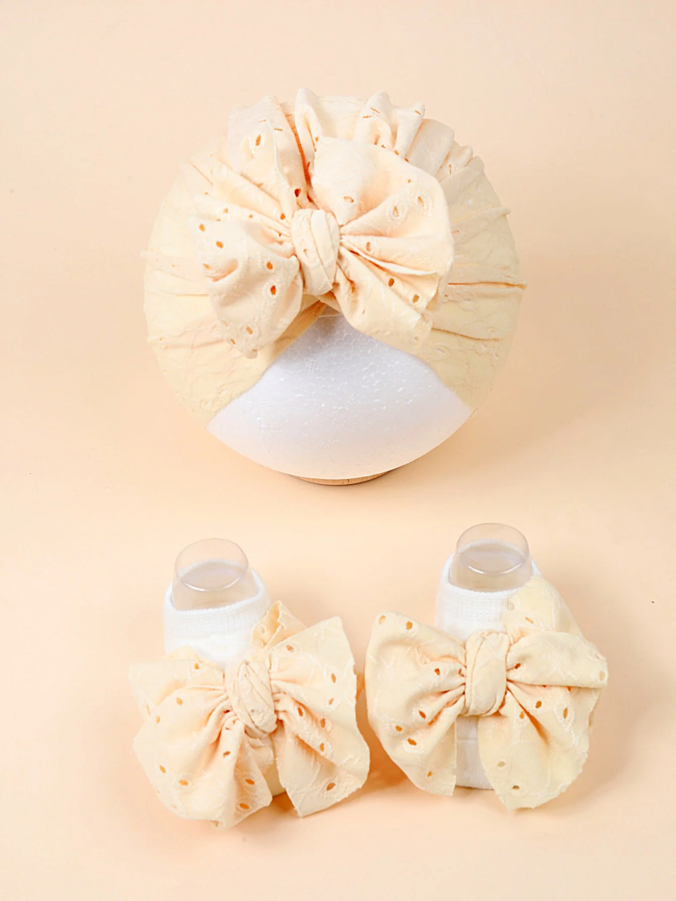 Летние короткие носки и тюрбан для новорожденных девочек